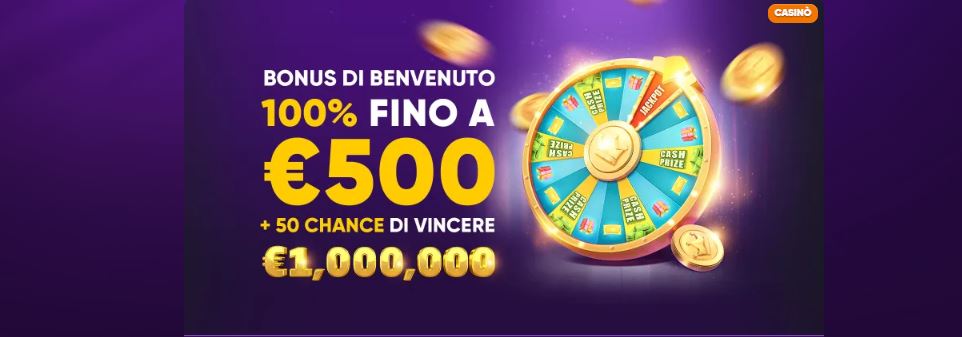 Ottieni bonus di benvenuto 100% fino a 500 euro